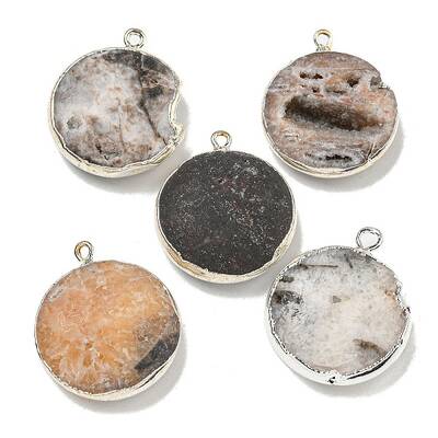 Electroplated Natural Druzy Agate Pendants