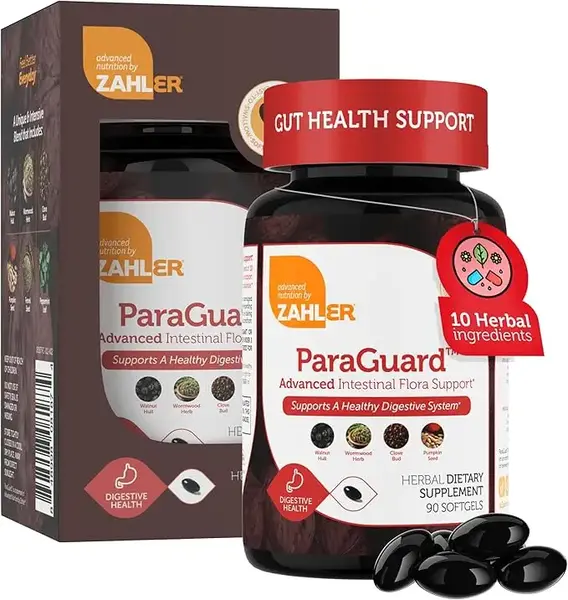 Zahler ParaGuard Gut Cleanse & Detox Softgels - 90 Softgels - Advanced Digestive Support with Wormwood Garlic Clove Pumpkin S...