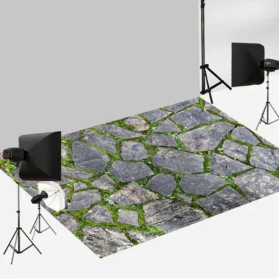 Aperturee Stone Road With Green Grass Texture Floor Backdrop | Photography Floor Drops | Fabric Floor Mat Photography | Newbo...