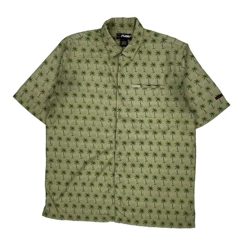Fubu Hawaiian Shirt - Large Green Polyester