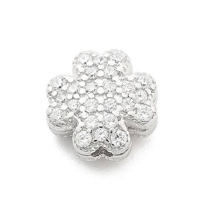 925 Sterling Silver Micro Pave Clear Cubic Zirconia Beads