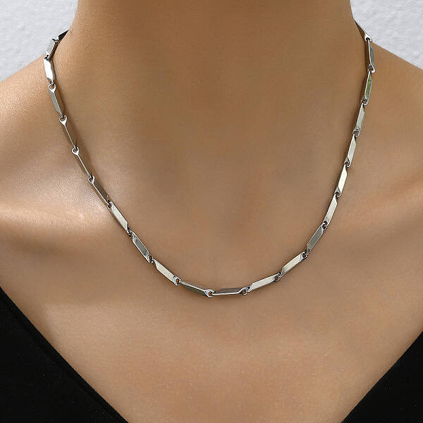 Non-Tarnish Fashionable Stainless Steel Diamond Lock Clavicle Chain Necklace for Women