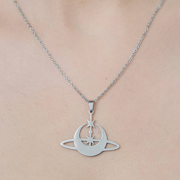 Non-Tarnish 201 Stainless Steel Planet Pendant Necklace