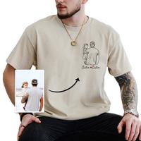 MAPTEES Custom Dad Shirt Portrait From Photo Graphic Tee, Personalized Dad And Daughter T-shirt For Men, Father's Day Gift 20...