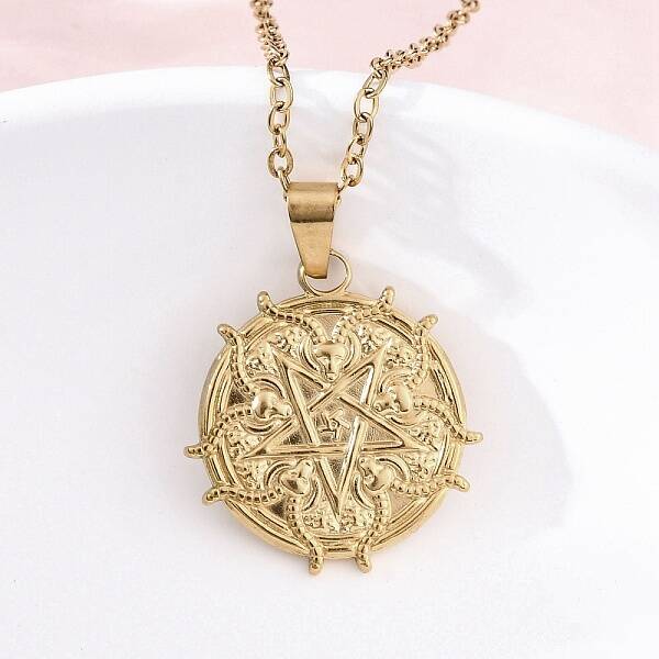 Demon Goat Pentagram 304 Stainless Steel Pendant Necklaces