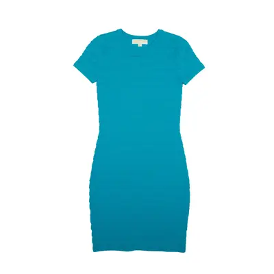 MICHAEL KORS Pleated Mini Dress Blue Viscose Short Sleeve Short Womens UK 4