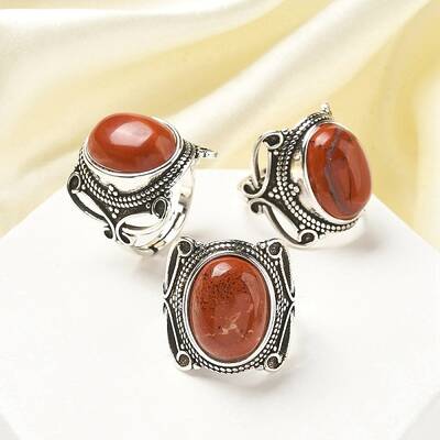 Natural Red Jasper Adjustable Rings