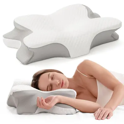 Alcedo Cervical Pillow for Cozy Sleep, Odorless Ergonomic Contour Memory Foam, Orthopedic Bed Pillow for Side, Back, and Stom...