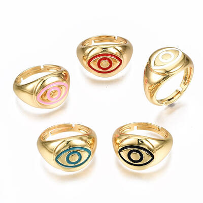 Adjustable Brass Enamel Finger Rings