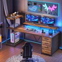SEDETA 55 Inch LED Gaming Desk Home Office Computer Desk with Large Storage Space，Large Computer Gaming PC Desk, Writing Ta...