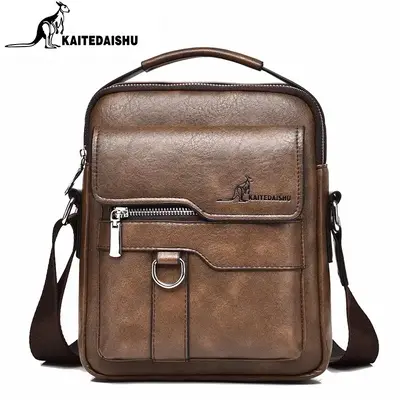 Men's Casual Shoulder Bag, Large Capacity Multifunctional PU Travel Crossbody Bag, Waterproof & Wear-Resistant, Versatile Fas...