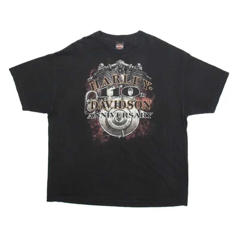 HARLEY DAVIDSON Mens T-Shirt Black 2XL