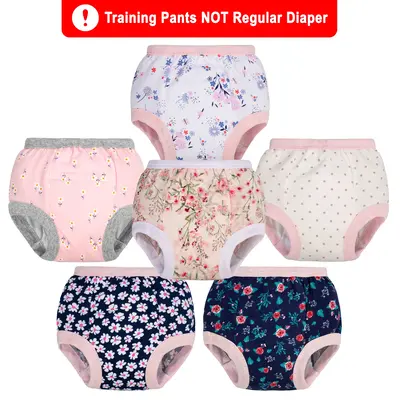 Potty Training Pants – 6 Pack Soft Cotton Dinosaur & Flower Print Underwear for Boys & Girls