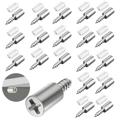 Self Tapping Screw, Cabinet Shelf Bracket Laminate Support with Rubber Sleeve, Non-slip Layer Glass Plate Holder Fixed Screw,...