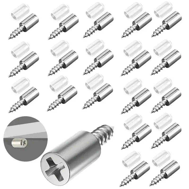 Self Tapping Screw, Cabinet Shelf Bracket Laminate Support with Rubber Sleeve, Non-slip Layer Glass Plate Holder Fixed Screw,...