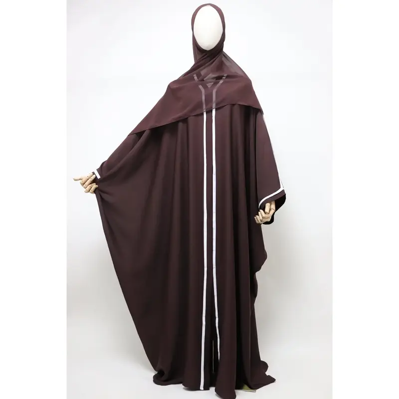 Open Crinkle Farasha Abaya - Choco