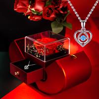 Preserved Real Rose with Necklace Gift Box Set, Eternal Rose Flowers Gifts for Anniversary Birthday Mother's Day, Jewelry Set...