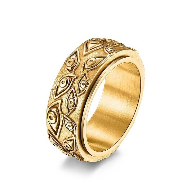 Eye Pattern 304 Stainless Steel Rotating Finger Ring