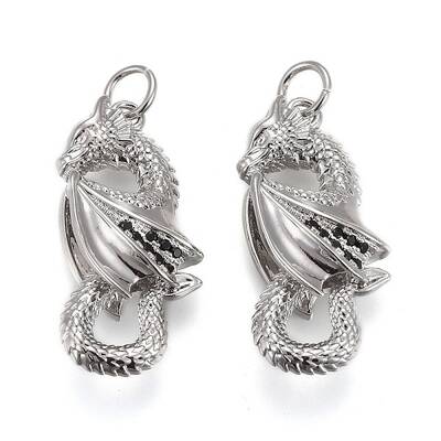 Brass Micro Pave Black Cubic Zirconia Pendants