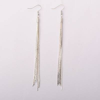 Brass Chain Tassel Earrings