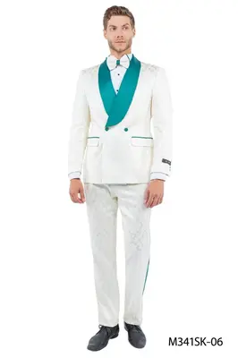Tazio Men's Skinny Fit 2 Piece Suit  Bold Color Accents