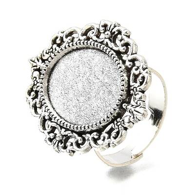 Vintage Adjustable Iron Finger Ring Components Alloy Cabochon Bezel Settings