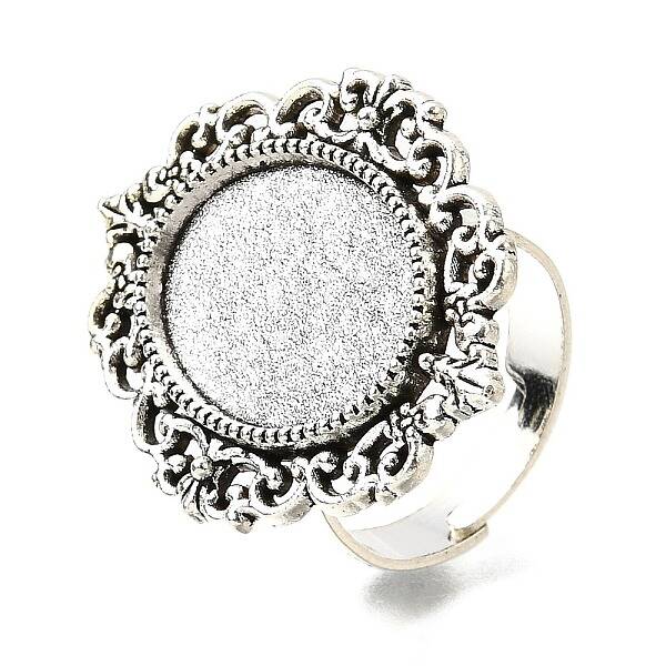 Vintage Adjustable Iron Finger Ring Components Alloy Cabochon Bezel Settings