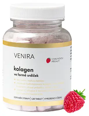 Venira Raspberry Flavored Heart Shaped Collagen 120 Capsules
