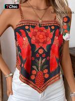 Women's Floral Print Cami Top, Boho Chic Sleeveless Spaghetti Strap Top for Summer, Ladies Clothes for Daily Wear, Bohemian W...