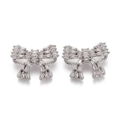 Brass Micro Pave Clear Cubic Zirconia Shank Buttons