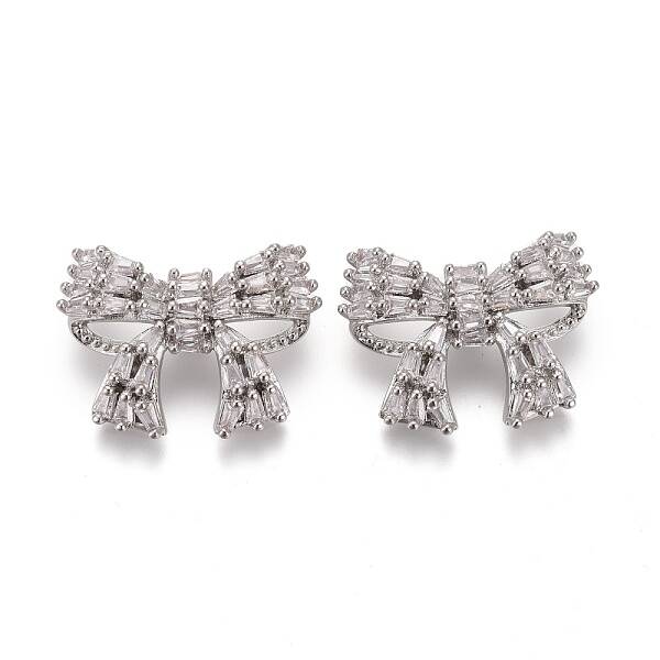 Brass Micro Pave Clear Cubic Zirconia Shank Buttons