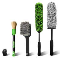 Wheel Brush Kit, Long Handle Microfiber Car Wheel Brush and Bendable Rim Cleaner Brush, Soft Tire Brush and Detailing Brush f...