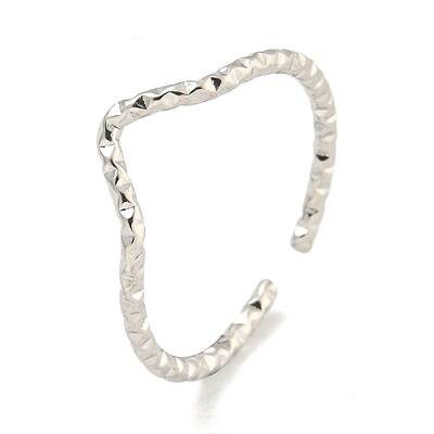Non-Tarnish 304 Stainless Steel V-shape Open Cuff Ring for Women