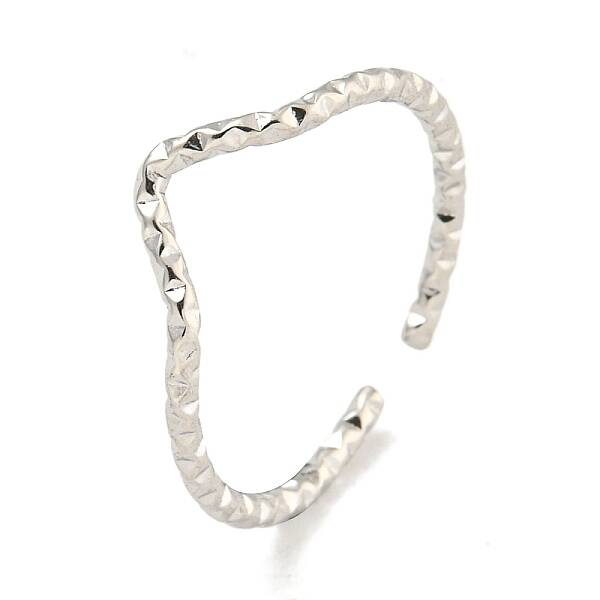 Non-Tarnish 304 Stainless Steel V-shape Open Cuff Ring for Women