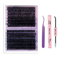 Fluffy Lash Clusters Kit 60D+80D DIY Lash Extension Kit With 10-18MM Thick Individual Lashes Cluster Lash Bond and Seal Tweez...