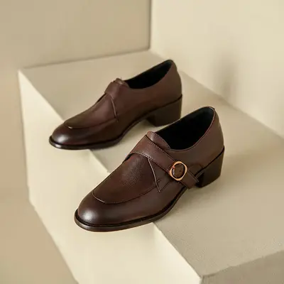 CHIKO Serenity Round Toe Block Heels Oxfords Shoes