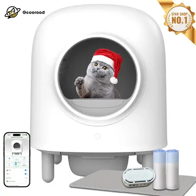 【Geoorood】Automatic Cat Litter Box, 60L Large Automatic Cat Litter Box for Multiple Cats with APP Control Odor Removal Sa...