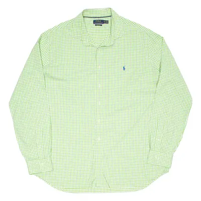 POLO RALPH LAUREN Performance Mens Shirt Green Check Long Sleeve 2XL