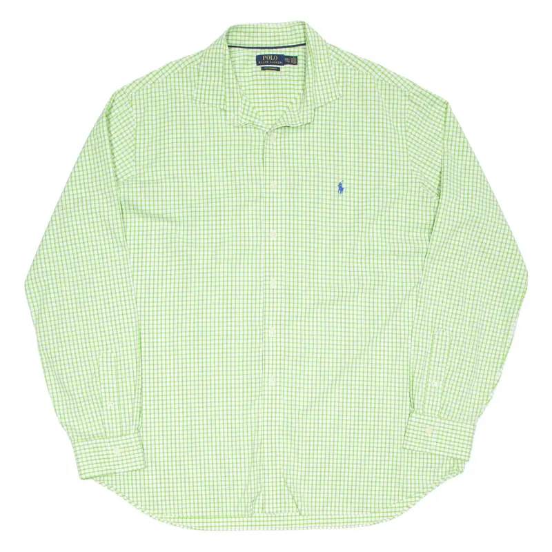 POLO RALPH LAUREN Performance Mens Shirt Green Check Long Sleeve 2XL