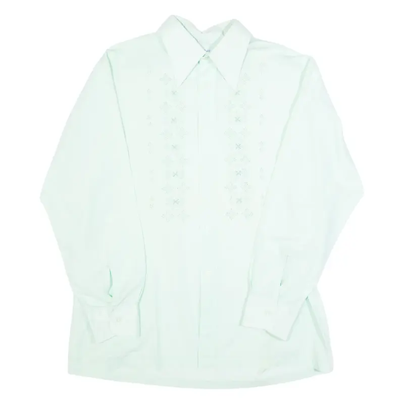 TIEN TAN Mens plain Shirt Green Long Sleeve L