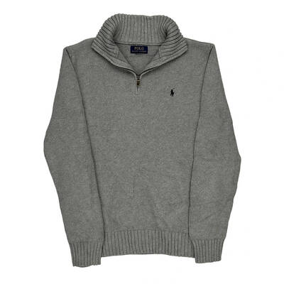 Ralph Lauren 1/4 Zip - Small Grey Cotton Blend