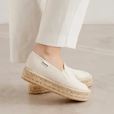 Palma Canvas Espadrille Platform Slip On - Beige | Select Size: 8 US (39EU) | Color: Beige Tan