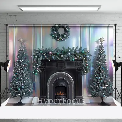 Vintage Rainbow Wall Fireplace Christmas Backdrop - Aperturee