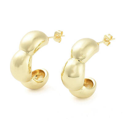 Brass Pea Shape Stud Earrings