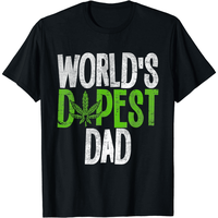 [100% Cotton] World's Dopest Dad T-Shirt With Bold Green Cannabis Leaf Design.