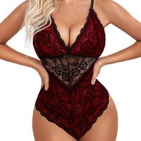 Avidlove Lingerie for Women One Piece Bodysuit with Buttoned Closure and Contrast Lace