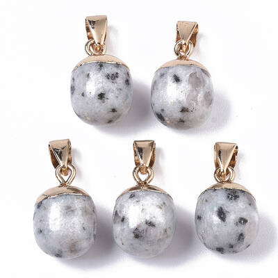 Top Golden Plated Natural Sesame Jasper Pendants