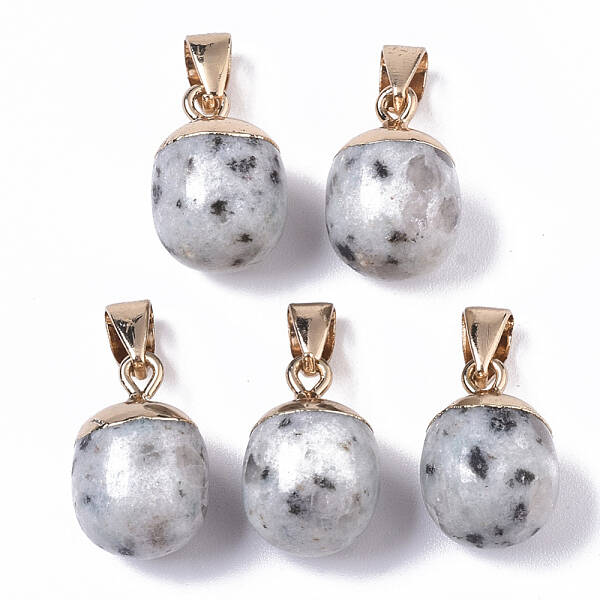Top Golden Plated Natural Sesame Jasper Pendants