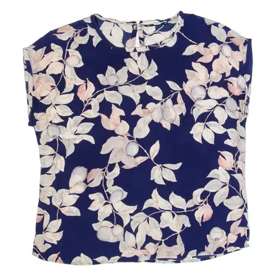 WHISTLES Womens Printed Blouse Blue Silk Floral UK 10