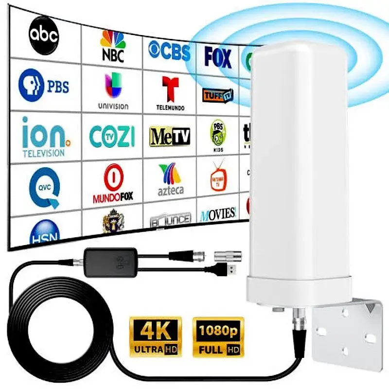 Outdoor TV Antenna, 4K Digital HD Antenna Signal Booster, Built-in Amplifier Antenna, Maximum Transmission Distance 6000 Mile...